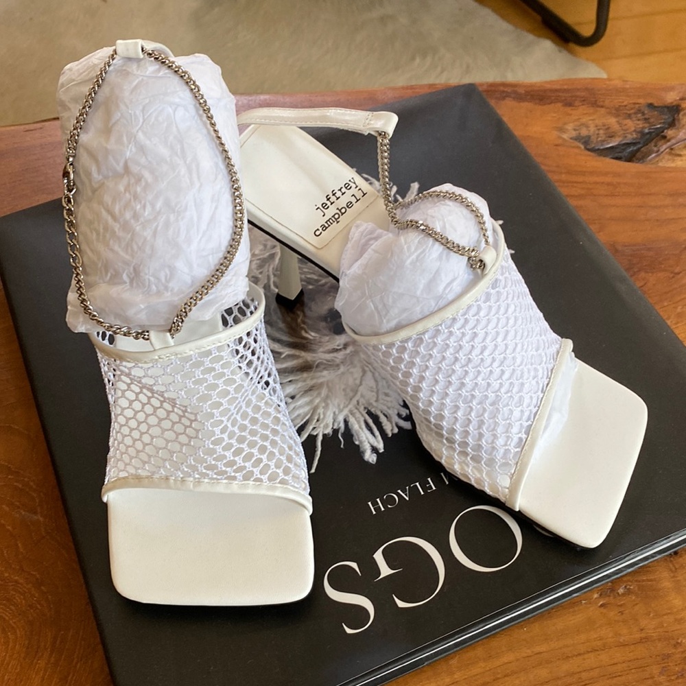 Jeffrey Campbell Ameline Net Chain Square Toe San… - image 1